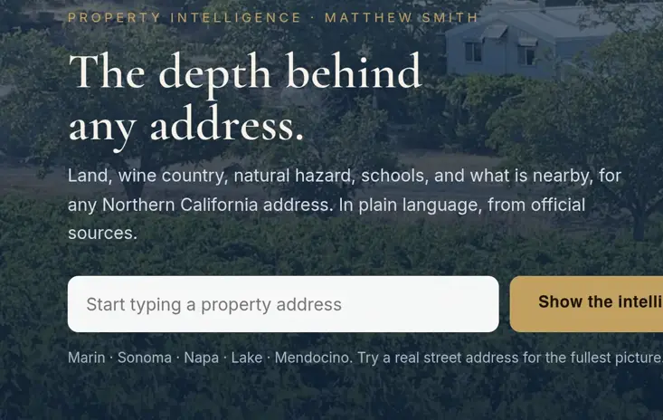 Property intelligence report for an address