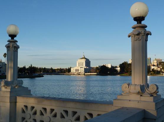 Lake Merritt in Oakland with the Alameda County Courthouse across the water