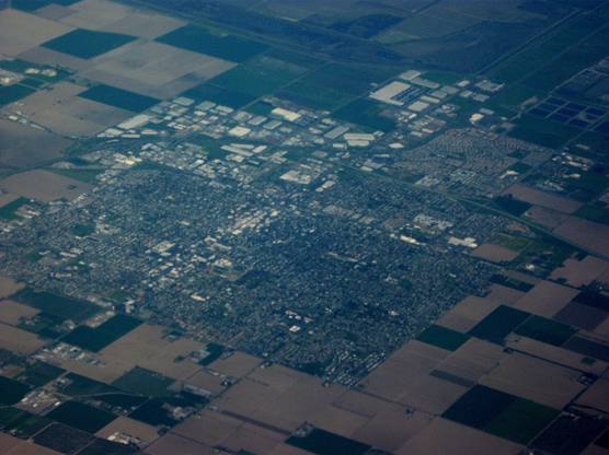 Aerial view of Woodland and surrounding farmland
