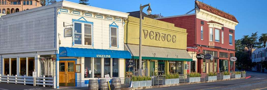 Storefronts along a Northern California main street